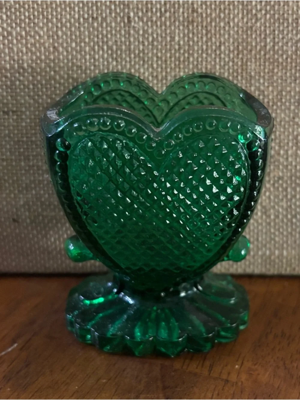 vintage Degenhart "Sweetheart" heart-shaped glass Toothpick Holder - Picture 2 of 4